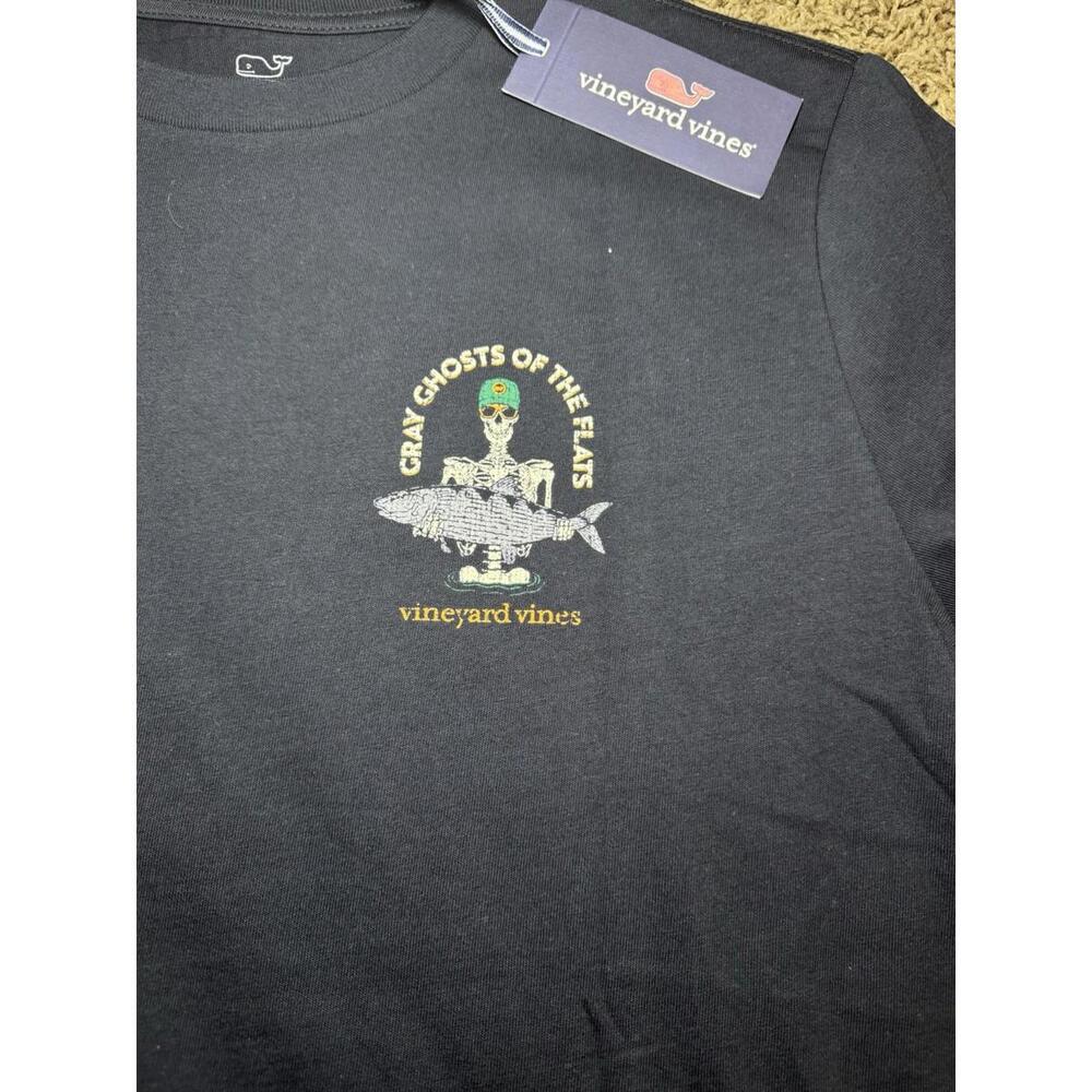 Vineyard Vines Men's Ghost of the Flats Skeleton Pocket Black S/S XL T-Shirt - Picture 6 of 7